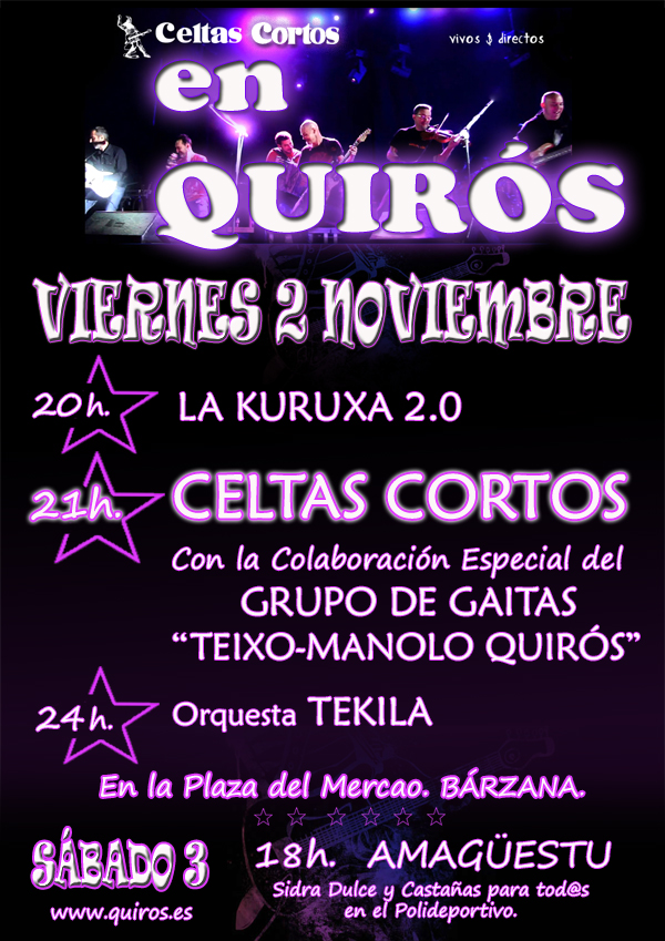 Cartel Celtas Cortos en Quirós. 2 Nov