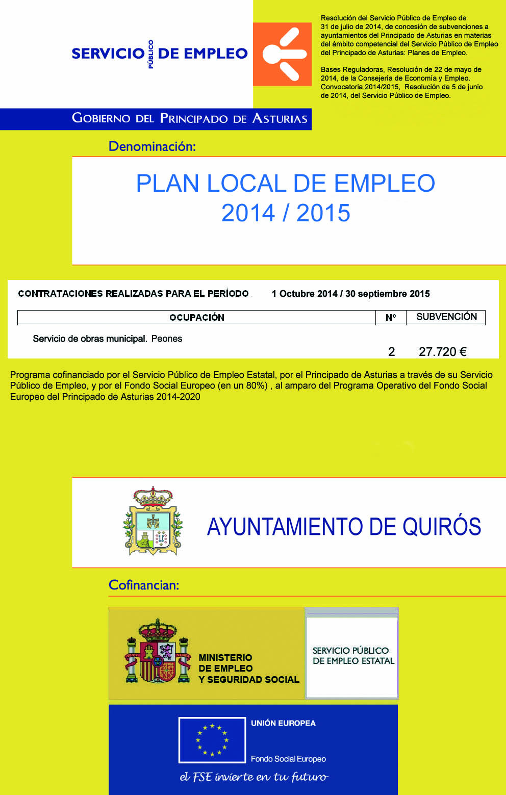 Cartel Plan de Empleo 2014_2015